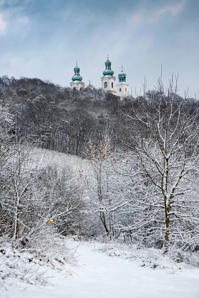 Зимний Пейзаж Камалдольским Монастырем Холме Белянах Краков Польша — стоковое фото