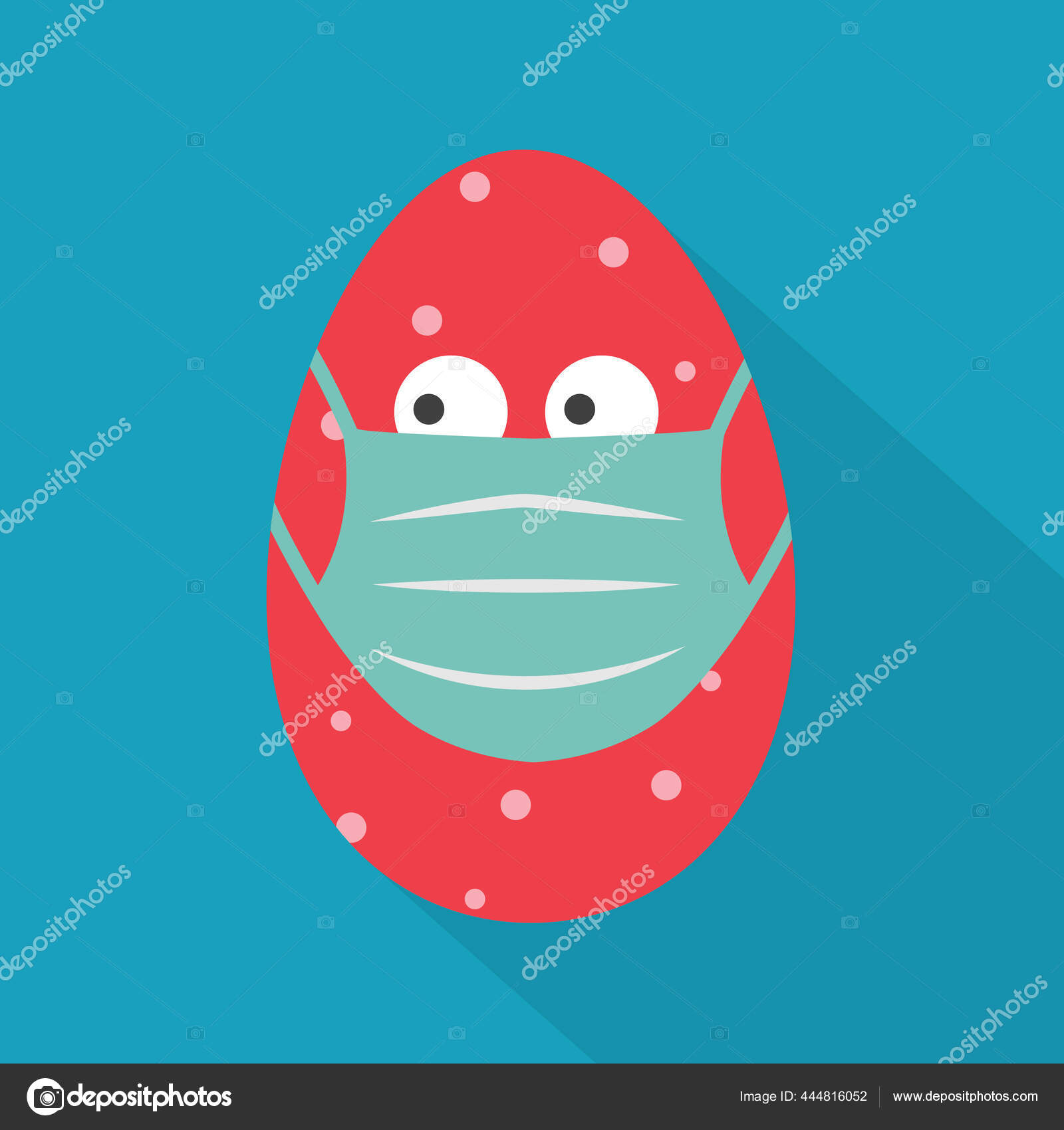 Telur Paskah Lucu Dengan Masker Wajah Perayaan Liburan Selama Pandemi Stok Vektor C Chrupka 444816052