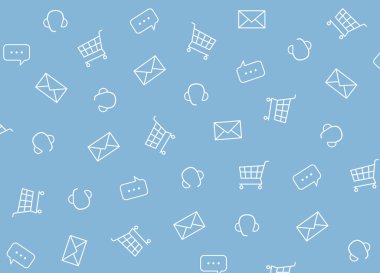 E-ticaret simgeleriyle desen - vektör illüstrasyonu