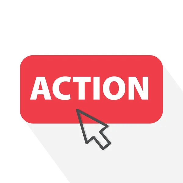 Botón Acción Con Ratón Apuntando Flecha Vector Ilustración — Vector de stock