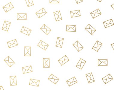 Altın zarf, e-posta deseni - vektör illüstrasyonu