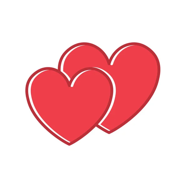 Två Röda Hjärtan Kärlek Alla Hjärtans Dag Koncept Vektor Illustration — Stock vektor