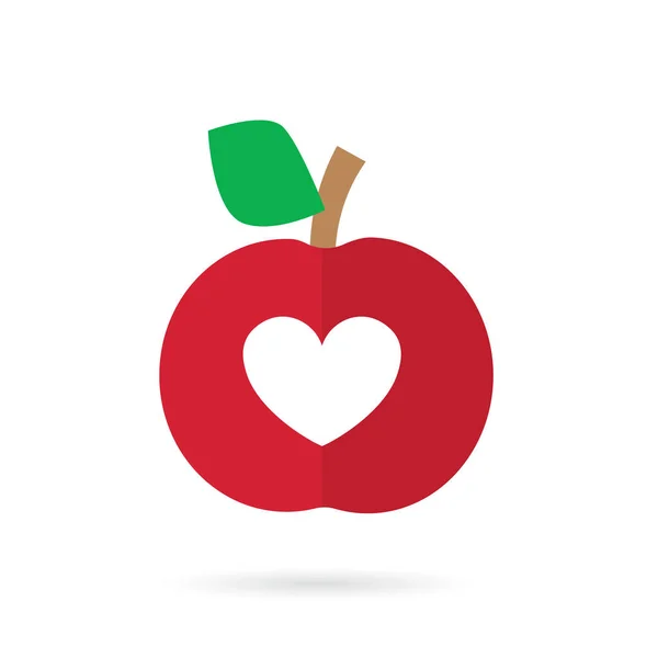 有爱心的苹果的两半 爱情的完美结合 情人节的概念 矢量图解 — 图库矢量图片