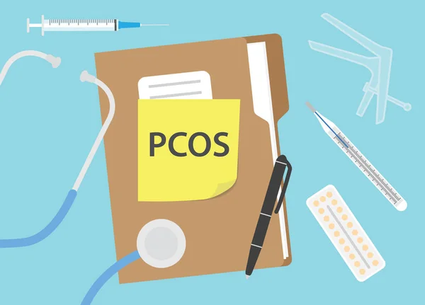 Pcos Polycystic Ovary Syndrome Geschreven Patiëntendossiers Vectorillustratie — Stockvector