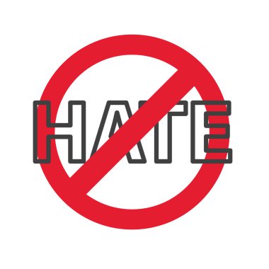 Nefret konsepti simgesi yok - vektör illüstrasyonu