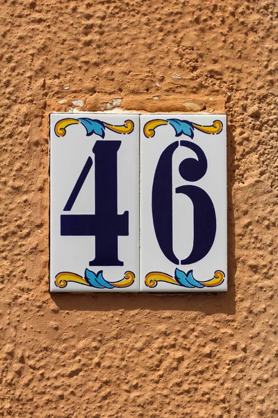 Number Beautiful House Number Painted Ceramic Tiles — Stock Photo, Image