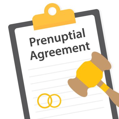 Evlilik öncesi kağıt imzalama kavramı - vektör illüstrasyonu