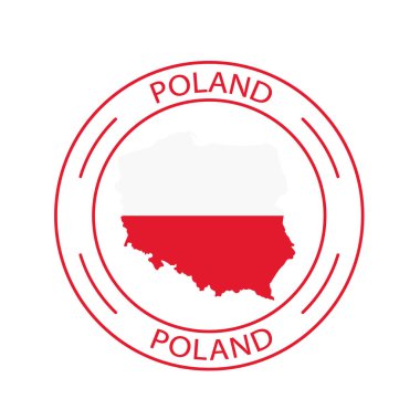 Polonya damgası harita simge-vektör illüstrasyonu ile