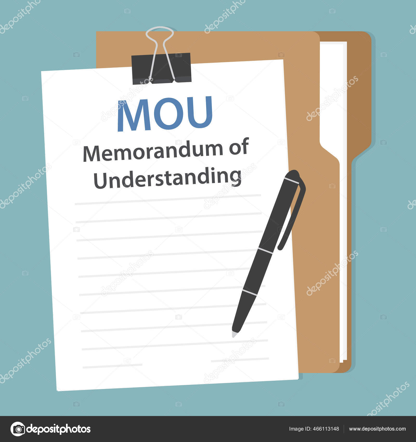 Mou Memorándum Entendimiento Documento Texto Composición Plana