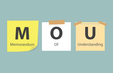 MOU Bellek Kağıtları üzerine yazılan Mutabakat Anlaşması- vektör çizimi