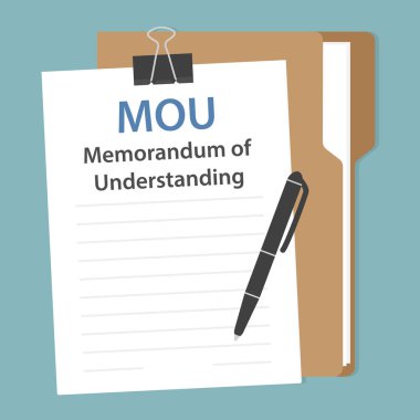 MOU, Mutabakat Belgesi metni, düz konum - vektör illüstrasyonu