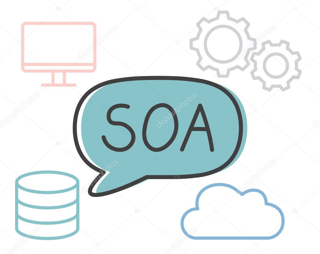 SOA (Service Oriented Architecture) acronym concept - vector illustration