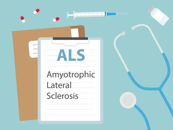 Als Esclerose Lateral Amiotrófica Escrito Ilustração Paciente Card Vetor —  Vetores de Stock