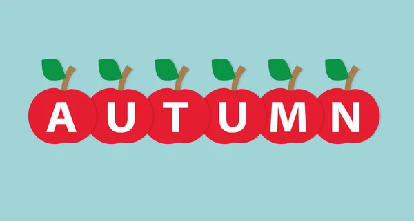 Autumn Word Written Apple Fruits Vector Illustration — Stock vektor