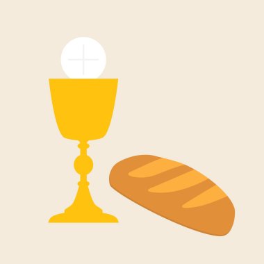 holy communion chalice and bread- vector illustration
