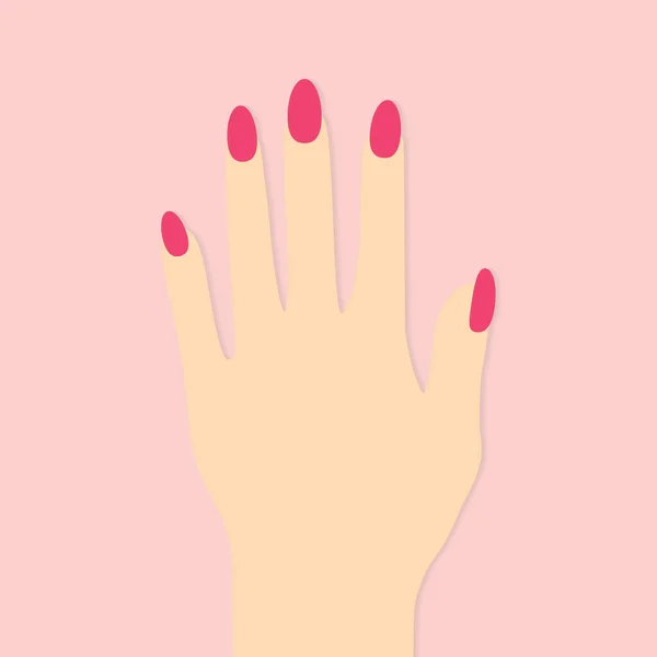Female Hand Pink Nails Vector Illustration — Stock Vector