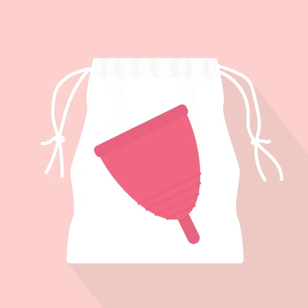 Pink Menstrual Cup Cotton Bag Vector Illustration — ストックベクタ