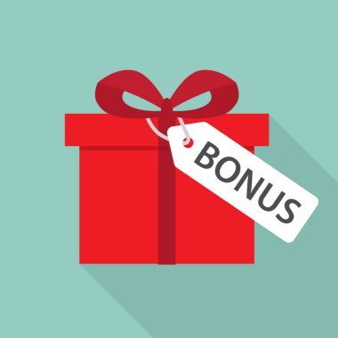 bonus etiket ile kırmızı hediye - vektör illüstrasyon