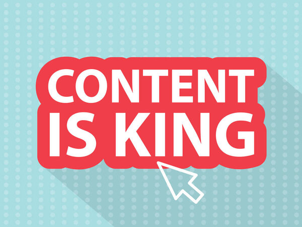 content is king button and pointing arrow - векторная иллюстрация