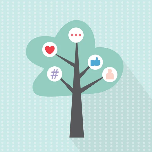 Árbol Con Reacciones Las Redes Sociales Ilustración Vectorial — Archivo Imágenes Vectoriales