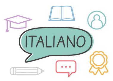 İtalyanca öğrenme (İtalyanca) dil kavramı - vektör illüstrasyonu