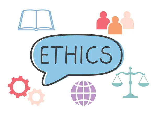 Ethics Written Speech Bubble Vector Illustration — Vector de stock