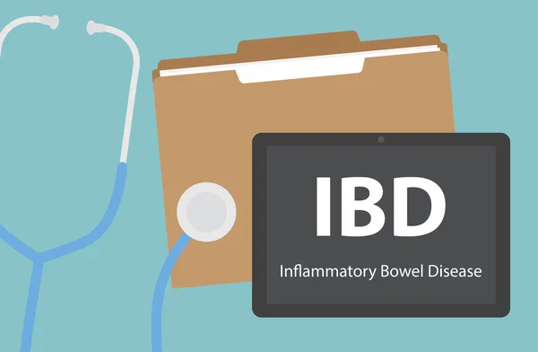 Ibd Inflammatoire Darmziekte Geschreven Tablet Screen Vector Illustratie — Stockvector