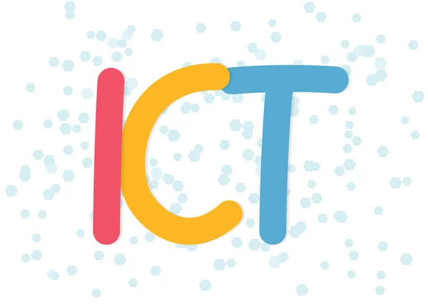 Ict Information Communication Technology Colorful Acronym Vector Illustration — 图库矢量图片