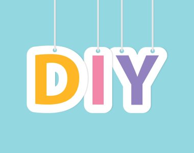 DIY (Kendin Yap) renkli asma harflerle yapılıyor- vektör illüstrasyonu