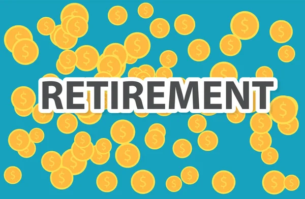 Kata Pensiun Pada Koin Dolar Konsep Wealth Vektor Ilustrasi - Stok Vektor
