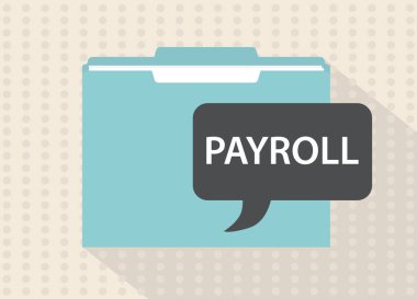 Dosya dizinindeki konuşma baloncuğuyla yazılmış maaş bordroları - vektör illüstrasyonu