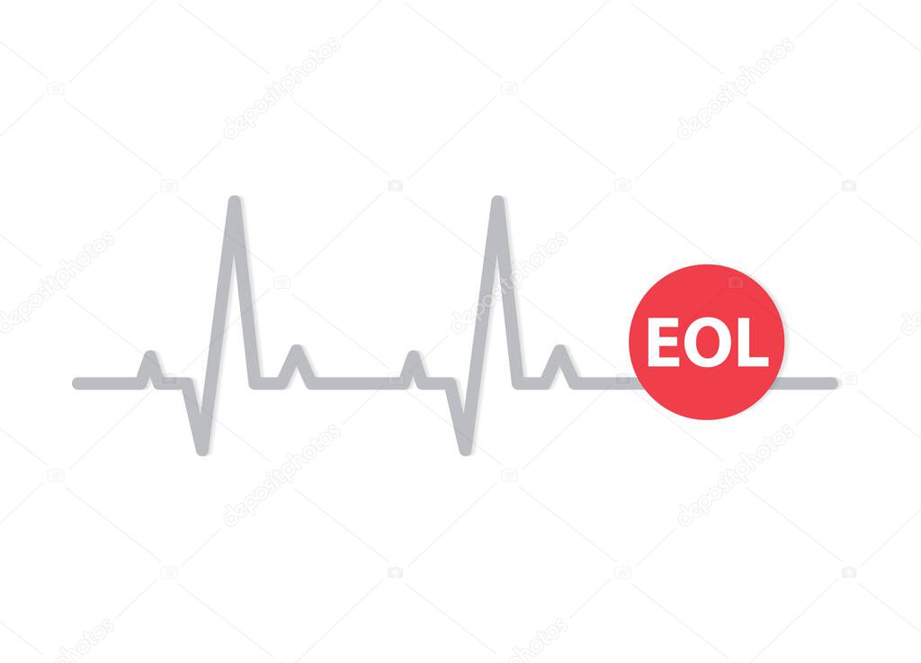 EOL (End-of-life) concept wiith pulse trace line- vector illustration