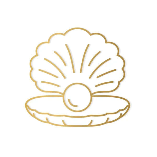 真珠のアイコンと黄金のオープンシェル ベクトル図 — ストックベクタ
