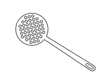 siyah mutfak skimmer kaşık simge çizimi