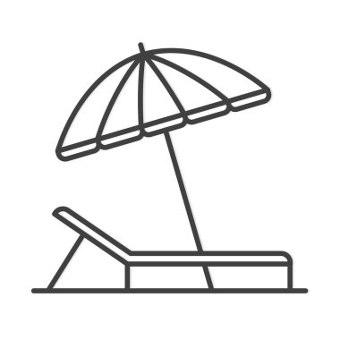 Plaj şemsiyesi ve güneş yatağı ikon çizimi