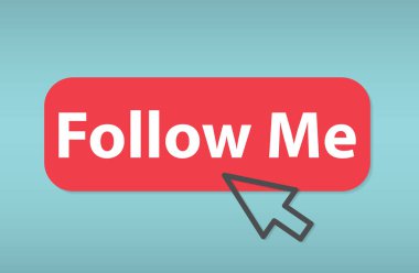 Fare imleci tıklama Beni takip et düğmesi - vektör illüstrasyonu