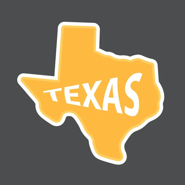 黄色のテキサス州地図のバナー ステッカー スタンプ バッジ ベクトル図 — ストックベクタ