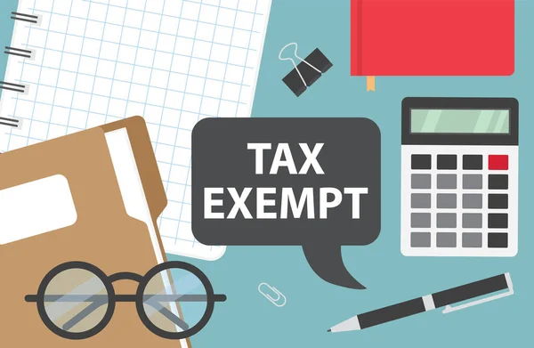 Tax Exempt Written Speech Bubble Office Desk Vector Illustration — Stock Vector