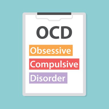 Hasta kart- vektör illüstrasyonuna OCD (Obsesif Kompulsif Bozukluk) yazıldı