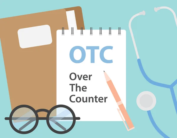 Otc Counter Written Notebook Vector Illustration — Stock Vector