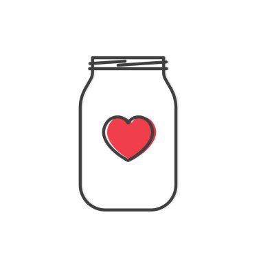Kalp-vektör illüstrasyonlu kavanoz bağış