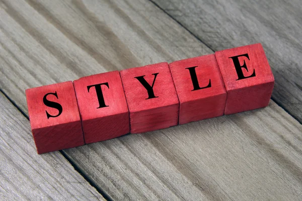 Mot de style sur cubes en bois rouge — Photo