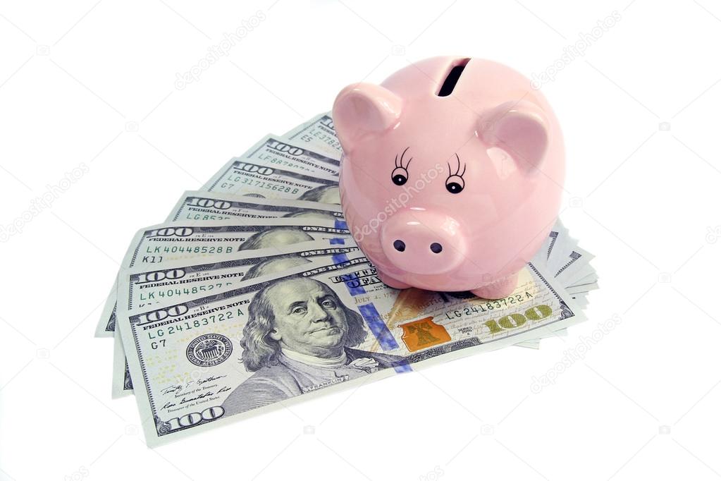 Piggy bank on hundred dollars banknotes -new 2013 edition