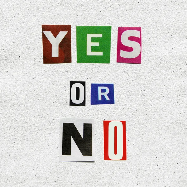 Concept of choice yes or no, on handmade paper — Stock Photo, Image