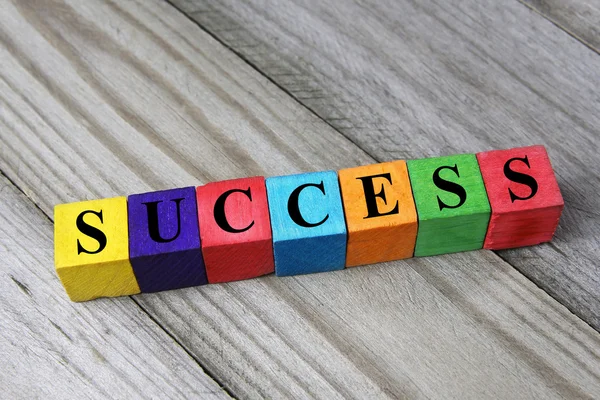 Word success on woden cubes — Stock Photo, Image