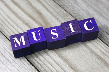 müzik konsepti-word tahta küpleri