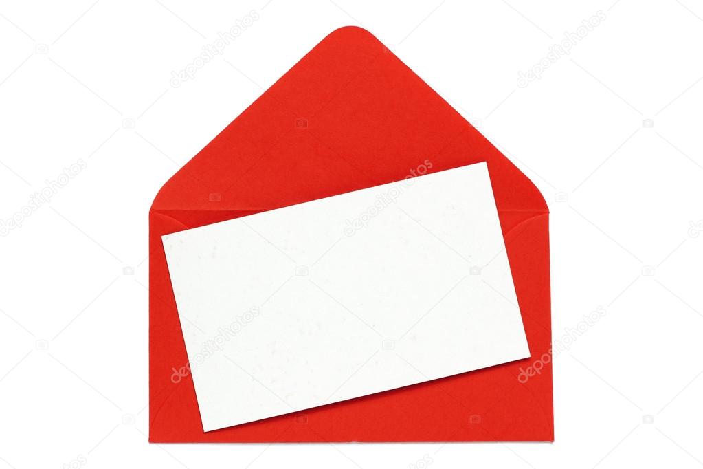 Red envelope with blank white card