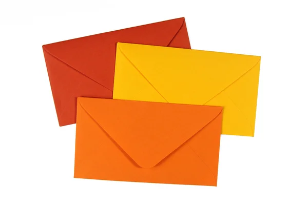 Colorful envelopes on white background Stock Photo