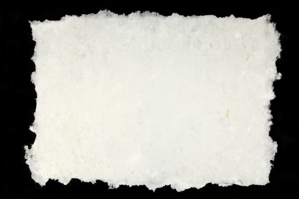 Biały papier czerpany na czarnym tle — Zdjęcie stockowe