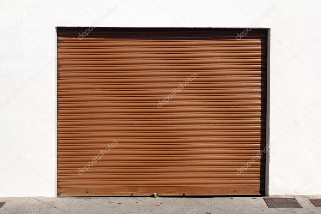 Brown metal garage door
